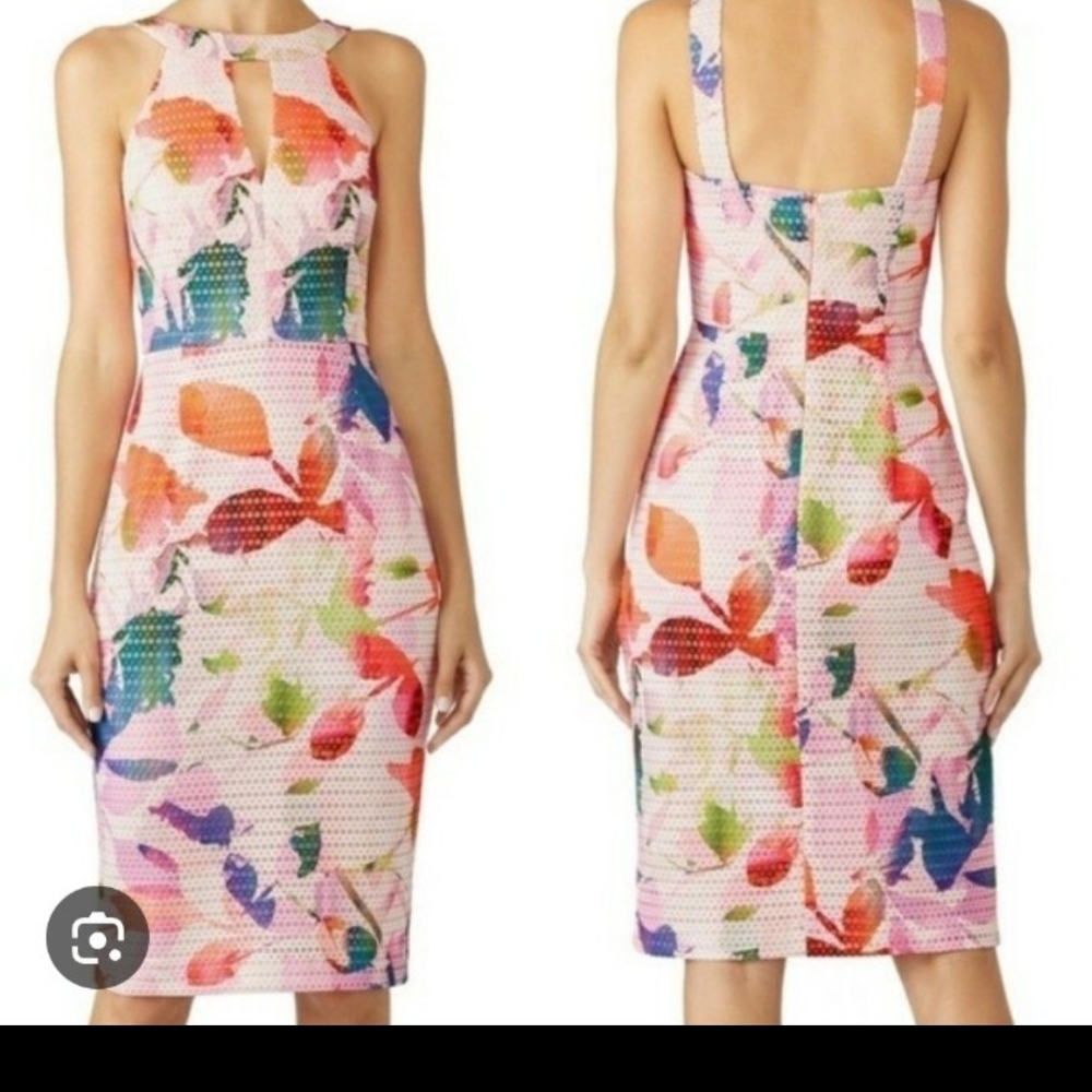 Trina Turk Women's Pink Floral Sylvie Keyhole Sheath Dress